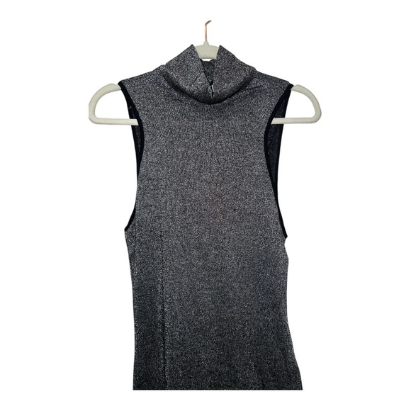 One Teaspoon Charcoal Bodycon Midi Dress Mock Neck Zipper back Shimmer Small NWT - Picture 3 of 11